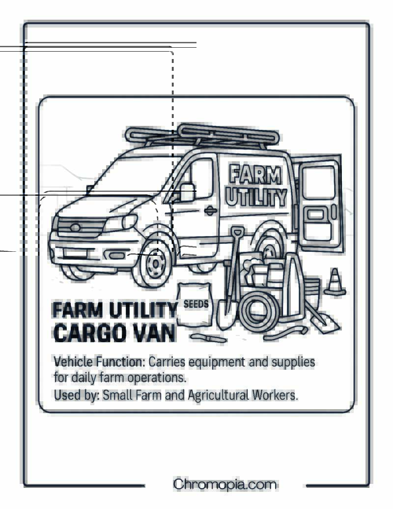 Farm Utility Cargo Van – Transportation Vehicle Coloring Page
