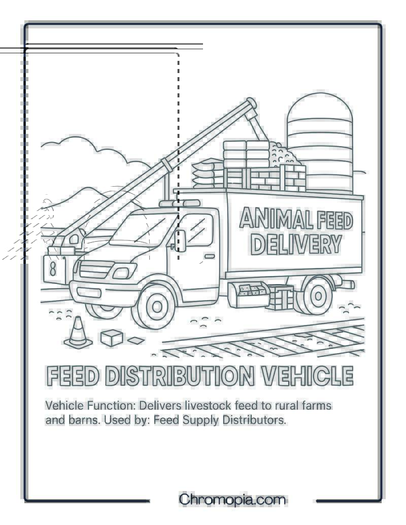 Feed Distribution Vehicle – Transportation Vehicle Coloring Page