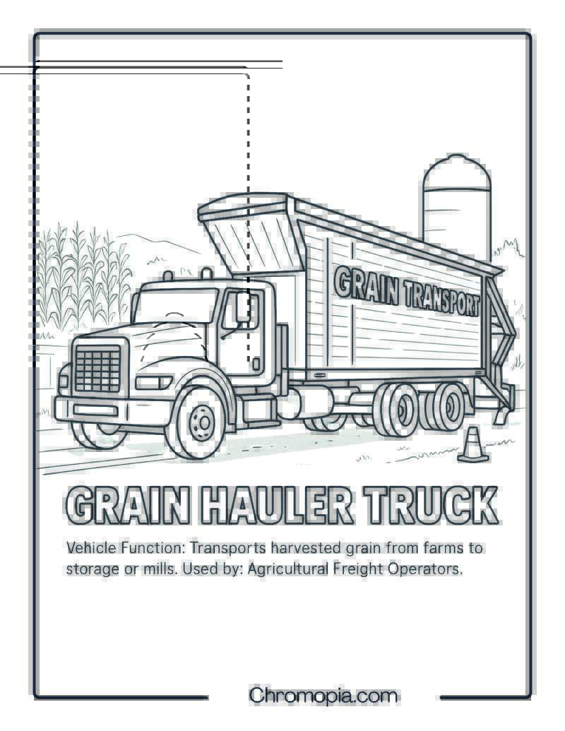 Grain Hauler Truck – Transportation Vehicle Coloring Page