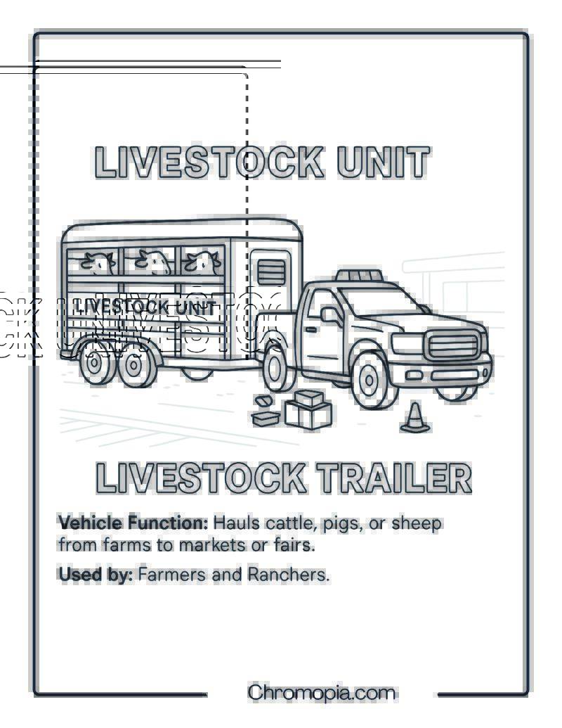 Livestock Trailer – Transportation Vehicle Coloring Page