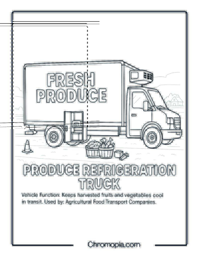 Produce Refrigeration Truck – Transportation Vehicle Coloring Page