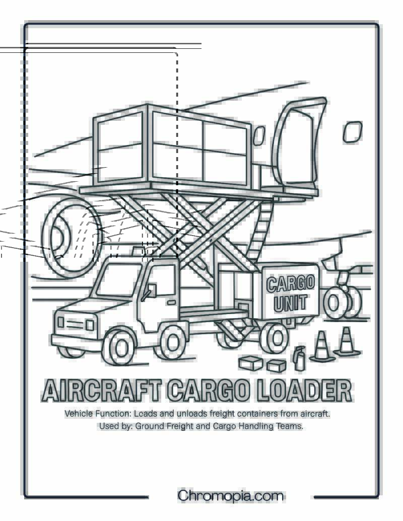 Aircraft Cargo Loader – Transportation Vehicle Coloring Page