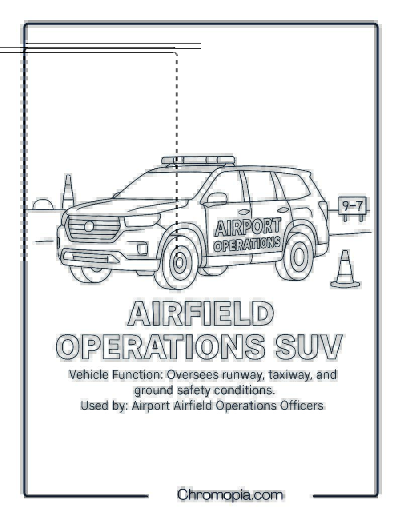 Airfield Operations SUV – Transportation Vehicle Coloring Page