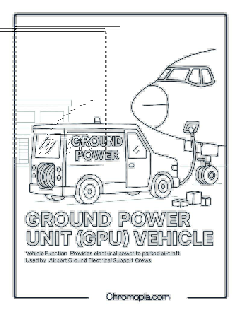 Ground Power Unit (GPU) Vehicle – Transportation Vehicle Coloring Page