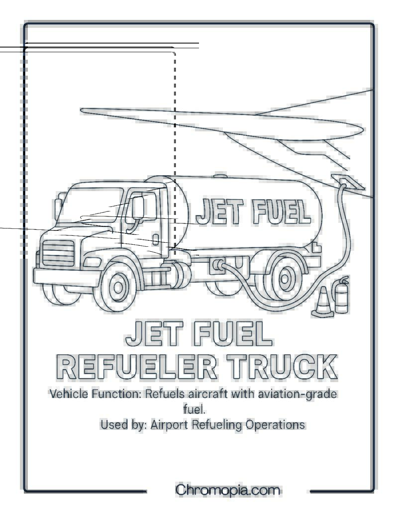 Jet Fuel Refueler Truck – Transportation Vehicle Coloring Page