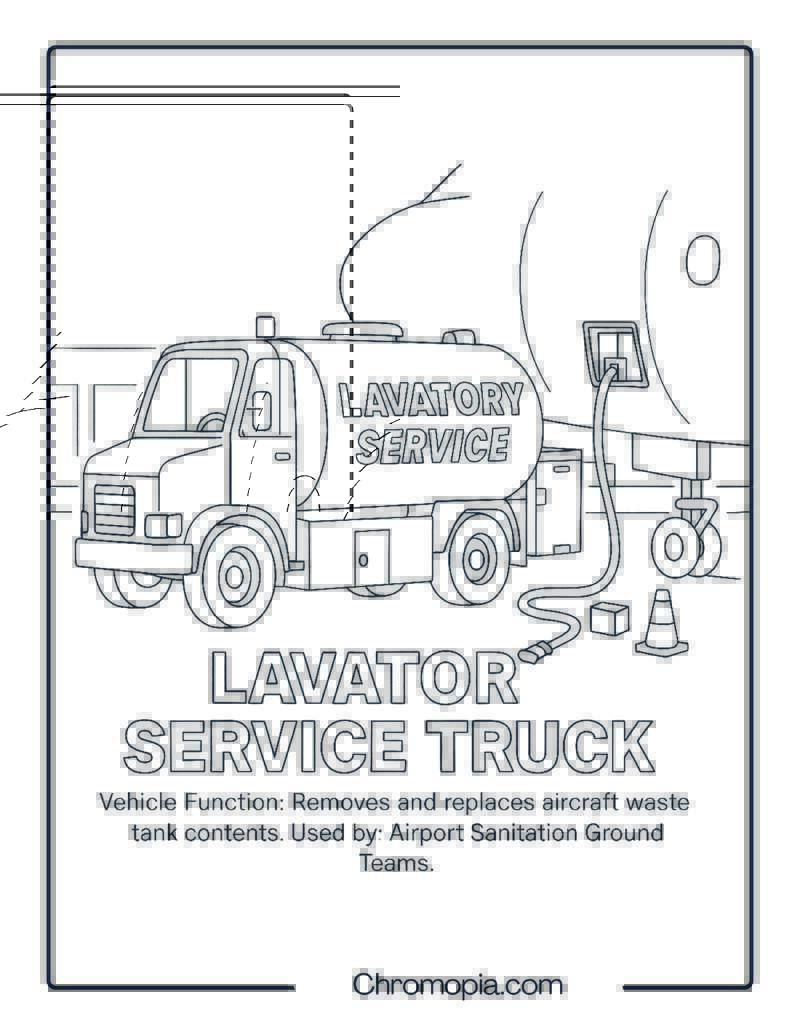 Lavatory Service Truck – Transportation Vehicle Coloring Page