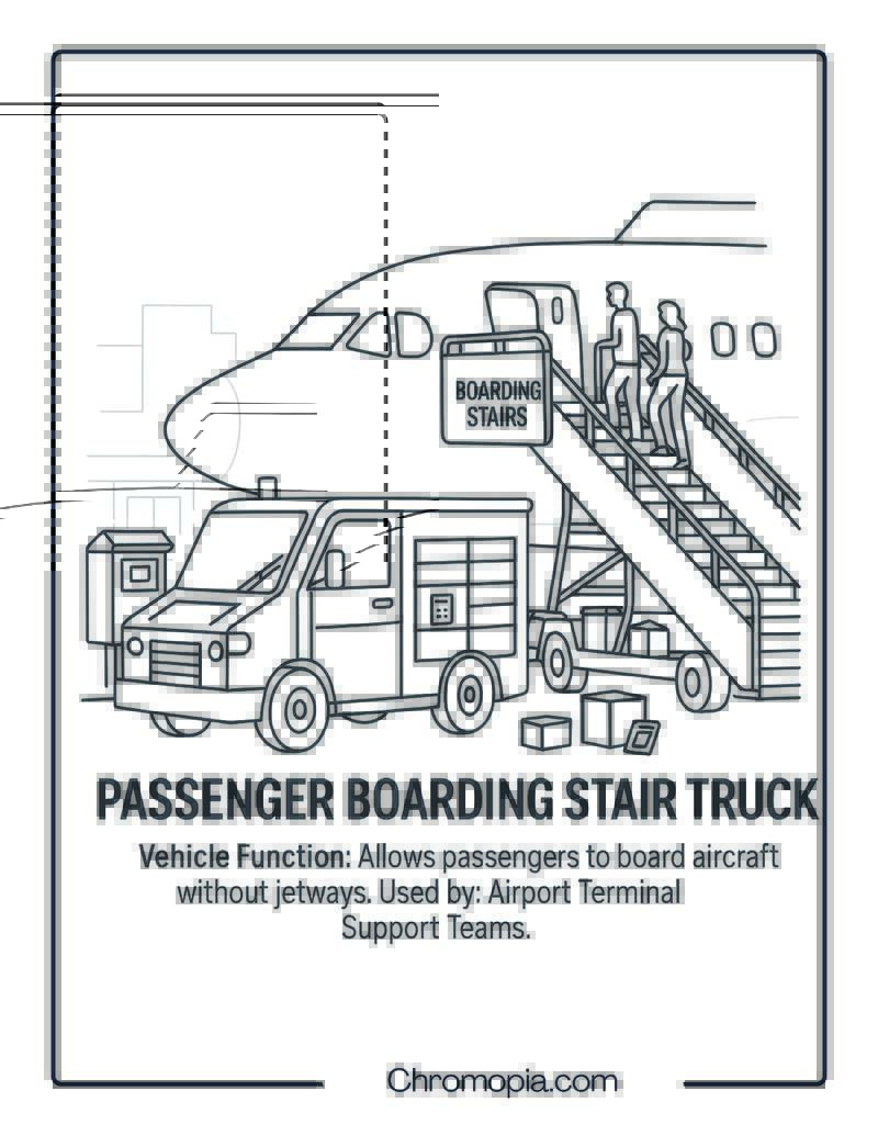 Passenger Boarding Stair Truck – Transportation Vehicle Coloring Page