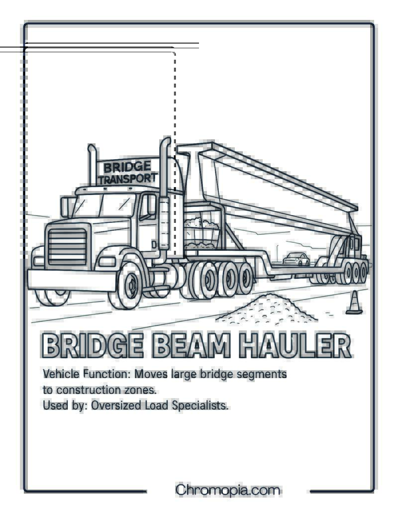 Bridge Beam Hauler – Transportation Vehicle Coloring Page