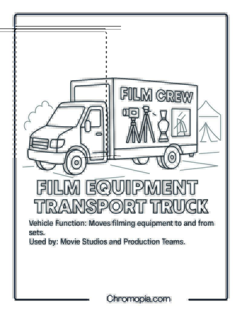Film Equipment Transport Truck – Transportation Vehicle Coloring Page