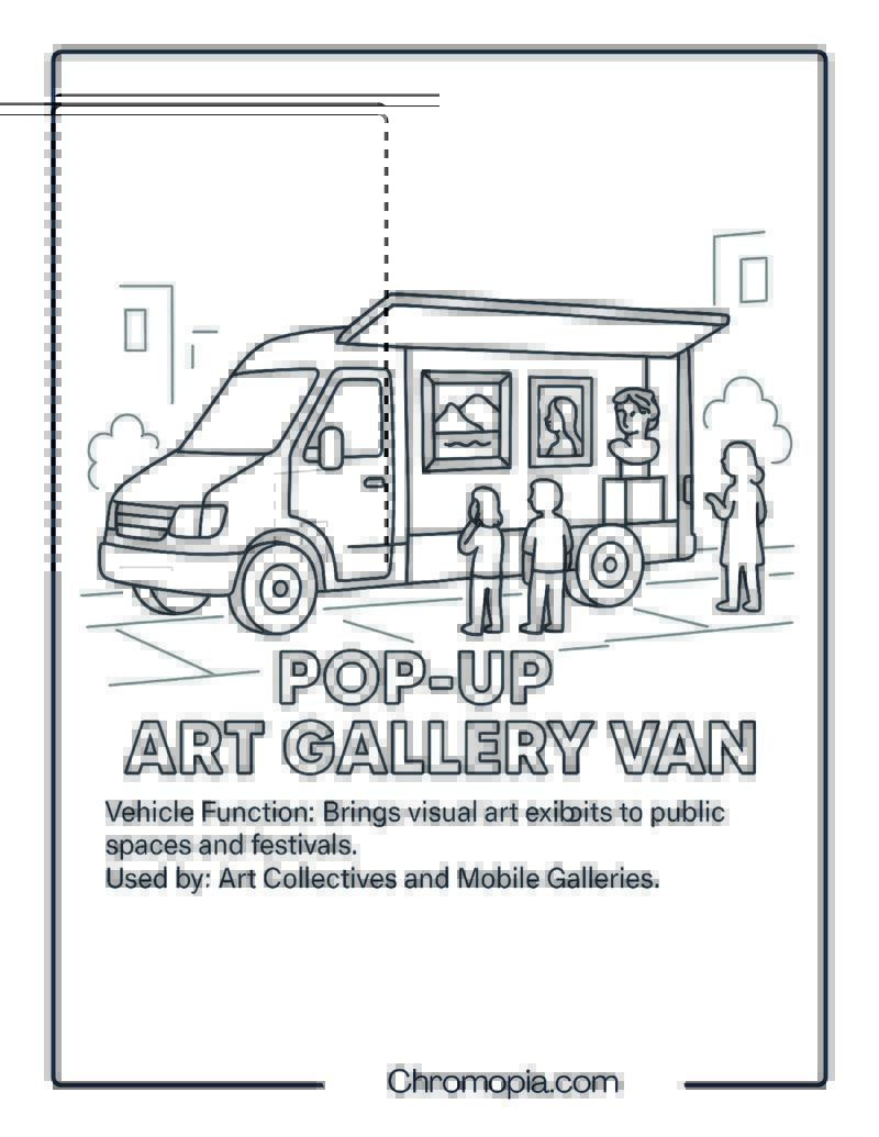 Pop-Up Art Gallery Van – Transportation Vehicle Coloring Page