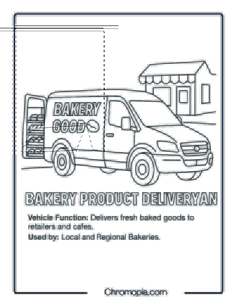 Bakery Product Delivery Van – Transportation Vehicle Coloring Page