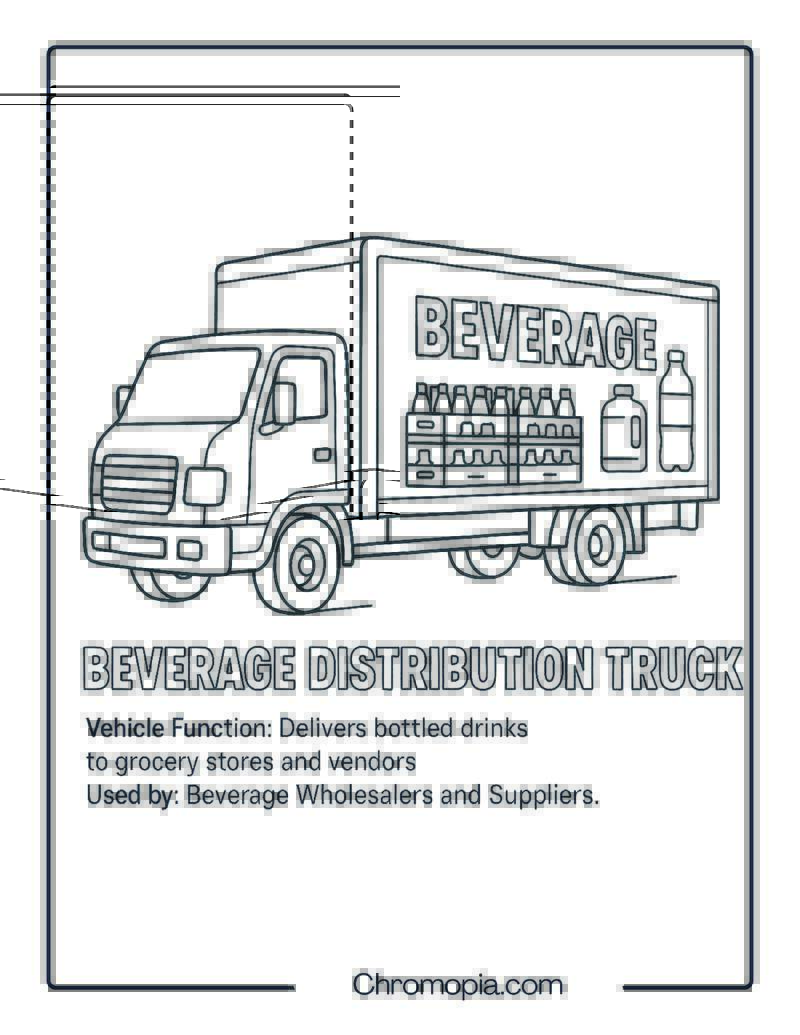 Beverage Distribution Truck – Transportation Vehicle Coloring Page