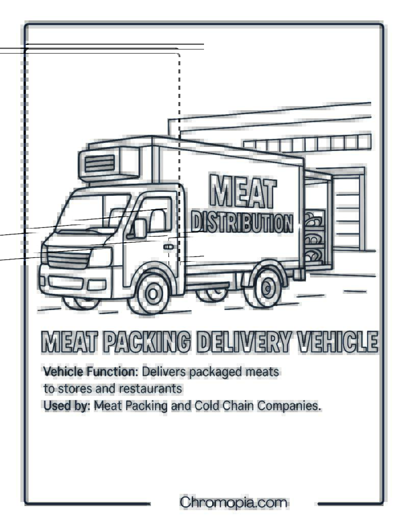 Meat Packing Delivery Vehicle – Transportation Vehicle Coloring Page