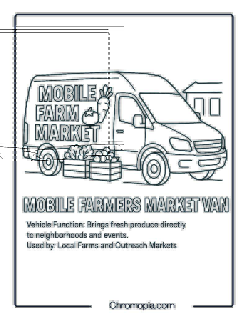 Mobile Farmers Market Van – Transportation Vehicle Coloring Page