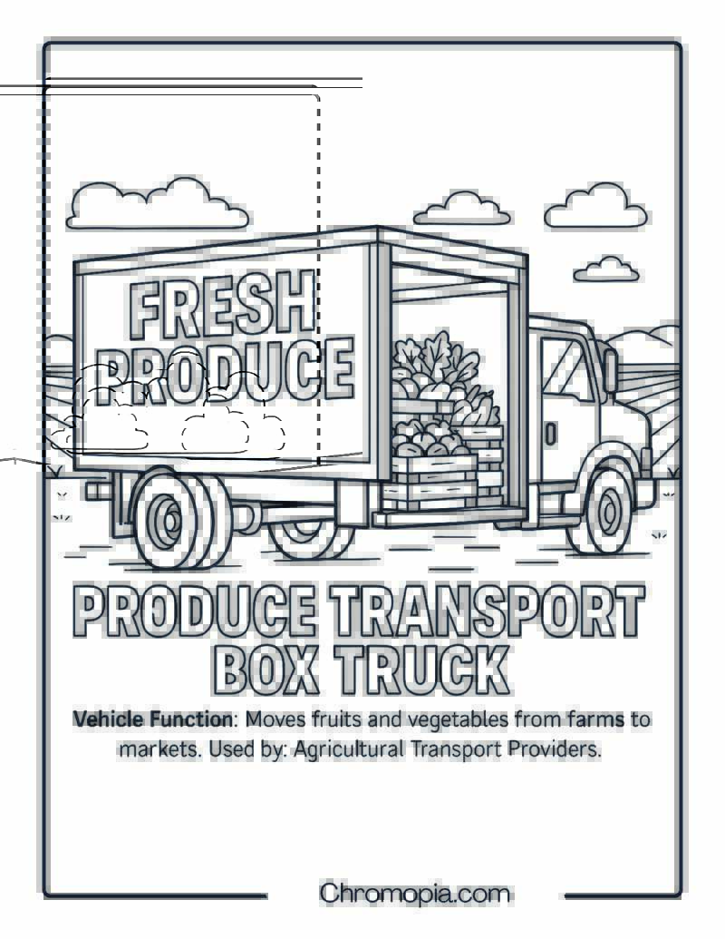 Produce Transport Box Truck – Transportation Vehicle Coloring Page