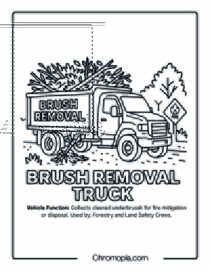 Brush Removal Truck – Transportation Vehicle Coloring Page