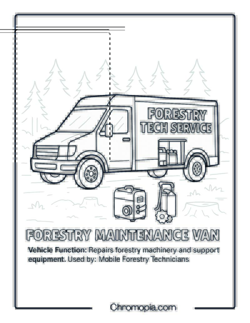 Forestry Maintenance Van – Transportation Vehicle Coloring Page