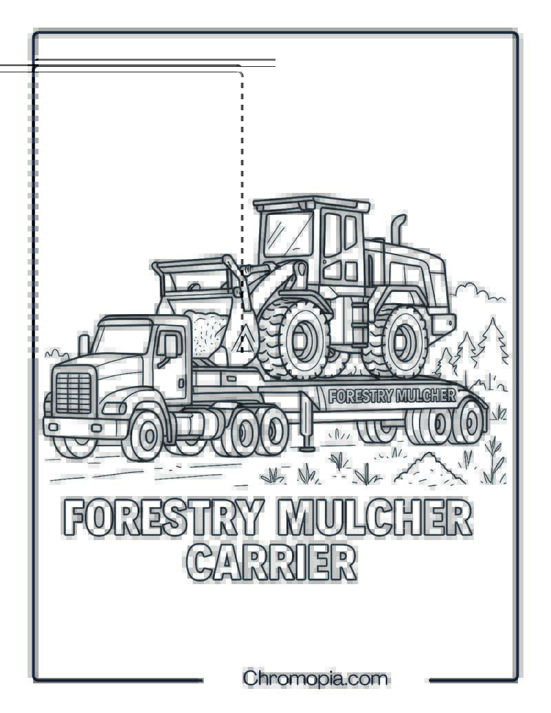 Forestry Mulcher Carrier – Transportation Vehicle Coloring Page