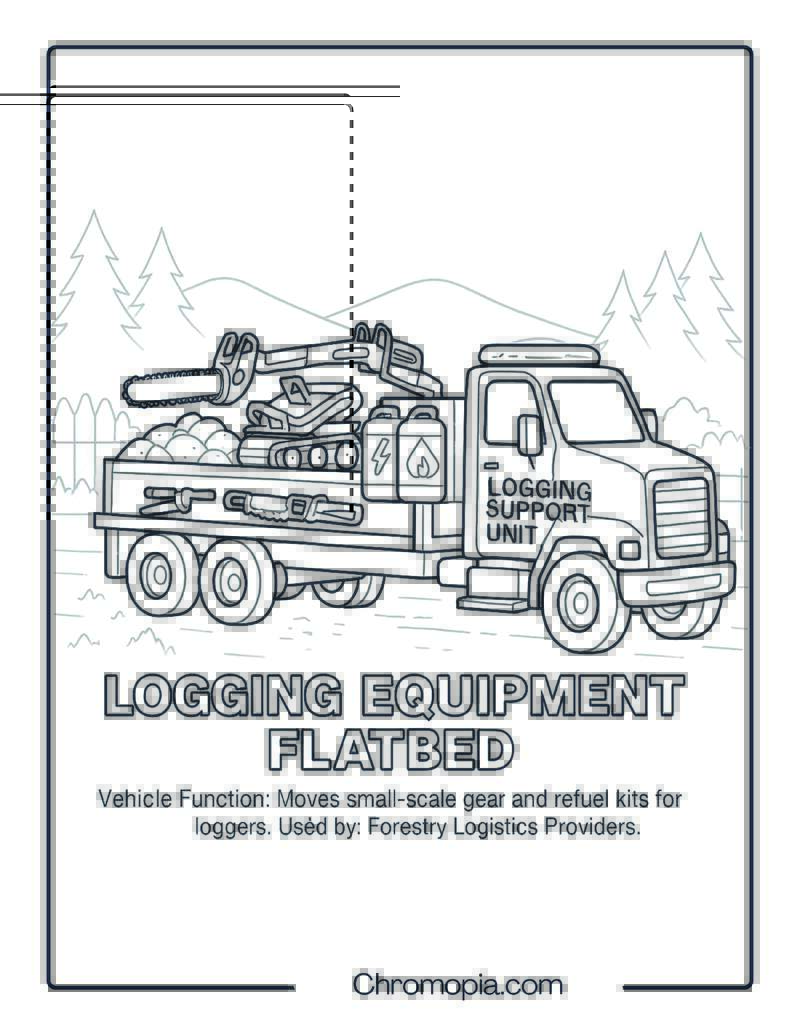 Logging Equipment Flatbed – Transportation Vehicle Coloring Page