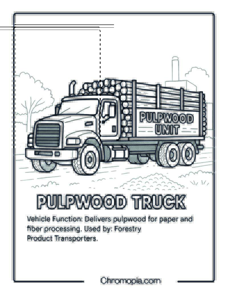 Pulpwood Truck – Transportation Vehicle Coloring Page