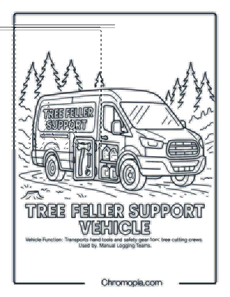 Tree Feller Support Vehicle – Transportation Vehicle Coloring Page