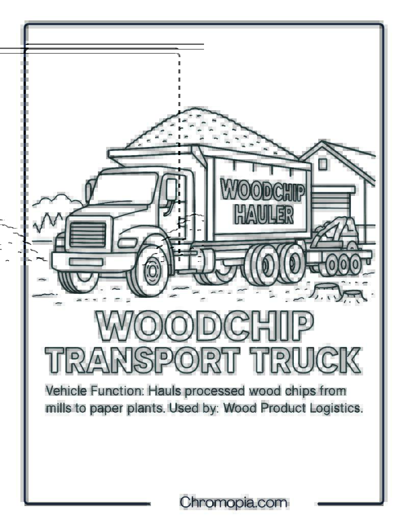 Woodchip Transport Truck – Transportation Vehicle Coloring Page