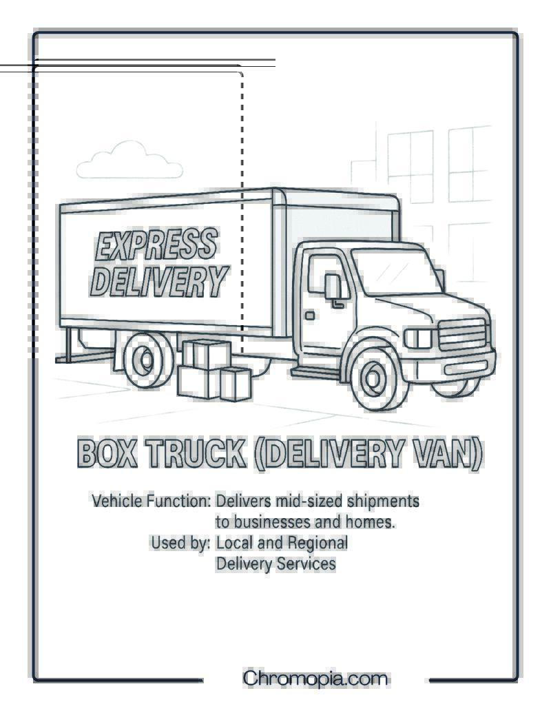 Box Truck (Delivery Van) – Transportation Vehicle Coloring Page