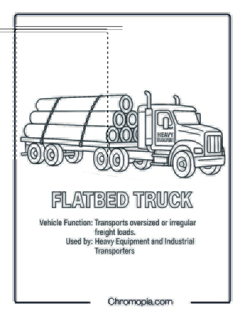 Flatbed Truck – Transportation Vehicle Coloring Page