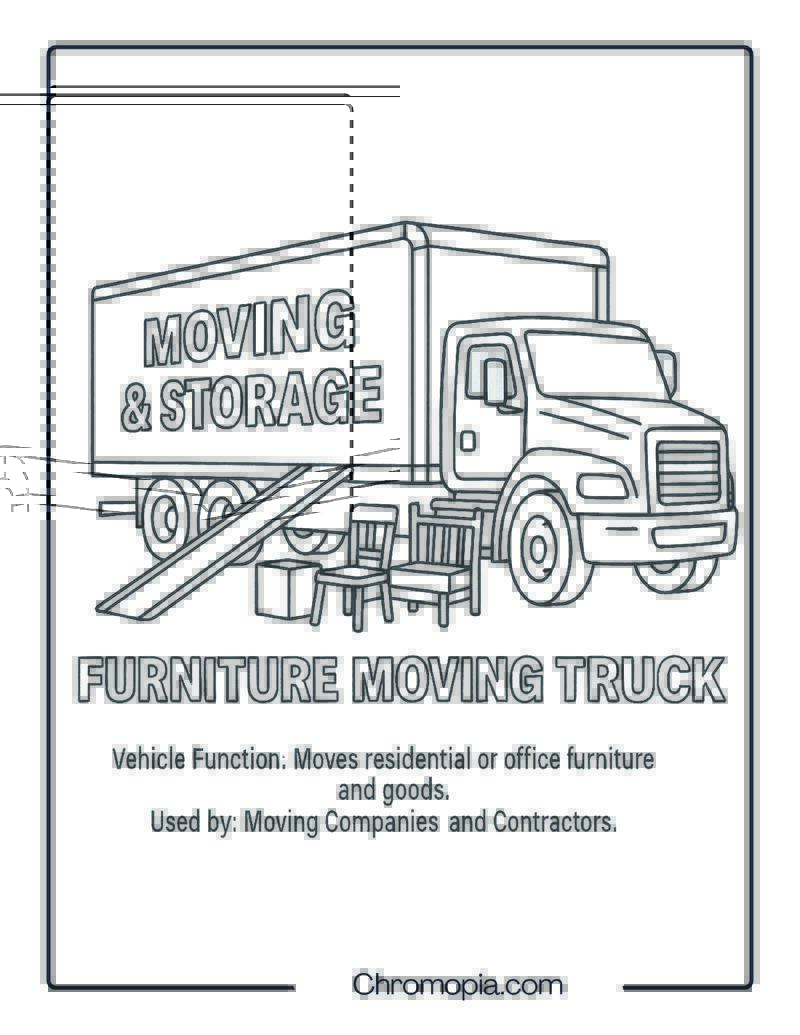 Furniture Moving Truck – Transportation Vehicle Coloring Page