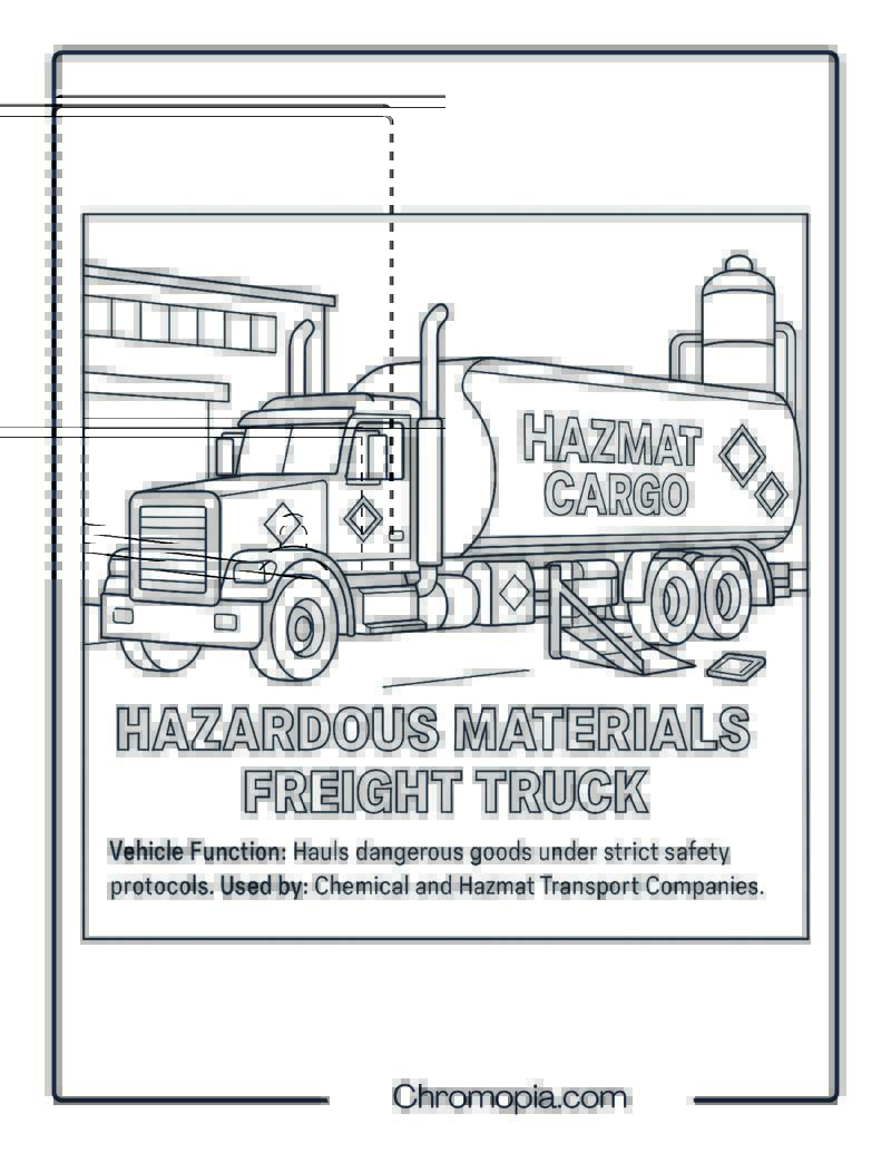 Hazardous Materials Freight Truck – Transportation Vehicle Coloring Page