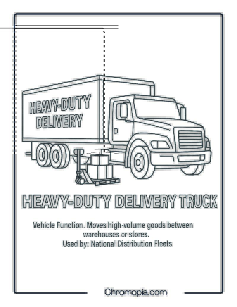 Heavy-Duty Delivery Truck – Transportation Vehicle Coloring Page