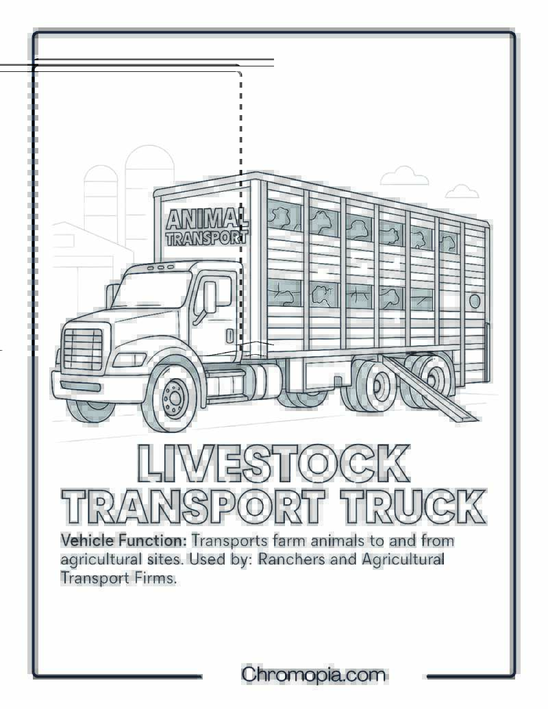 Livestock Transport Truck – Transportation Vehicle Coloring Page