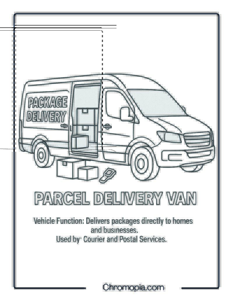Parcel Delivery Van – Transportation Vehicle Coloring Page