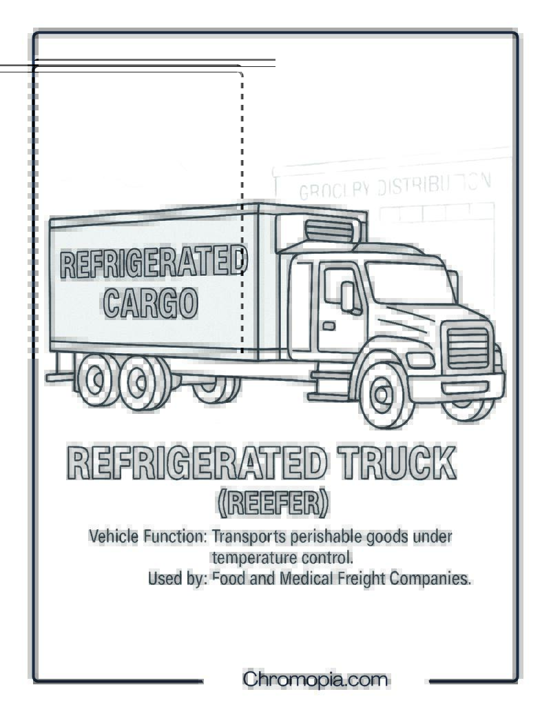 Refrigerated Truck (Reefer) – Transportation Vehicle Coloring Page