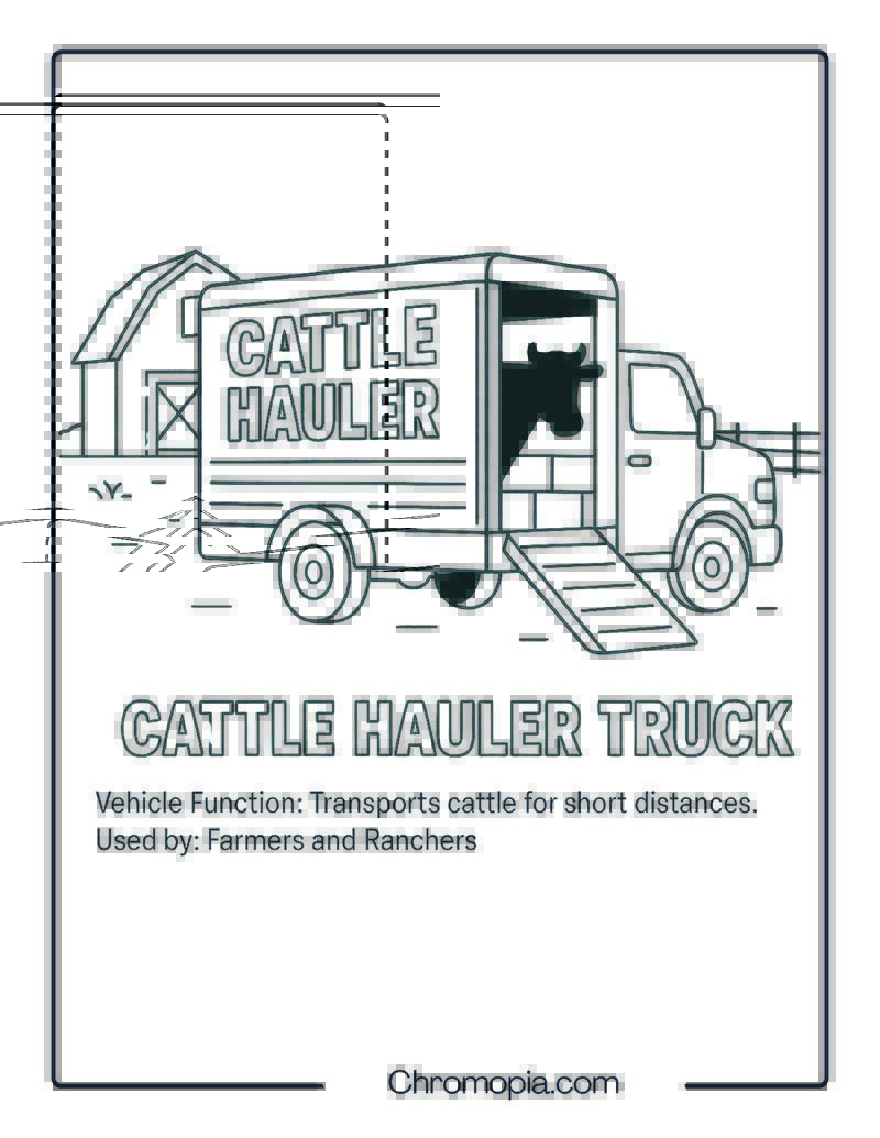 Cattle Hauler Truck – Transportation Vehicle Coloring Page