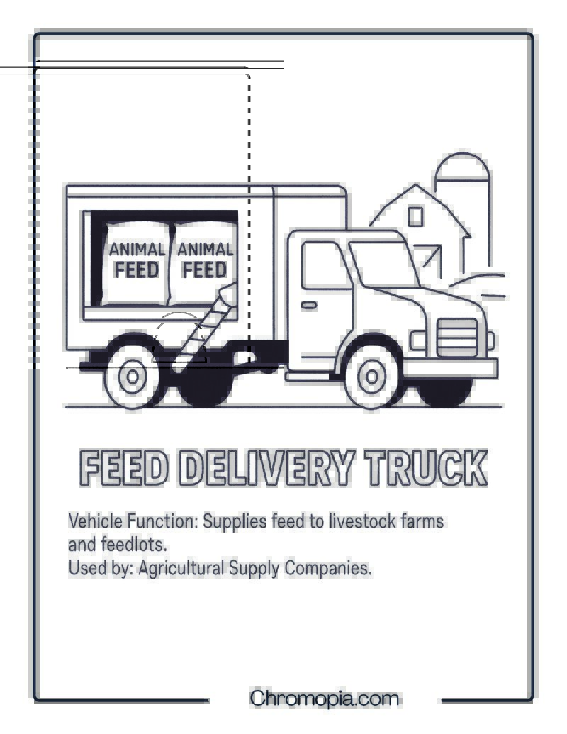 Feed Delivery Truck – Transportation Vehicle Coloring Page