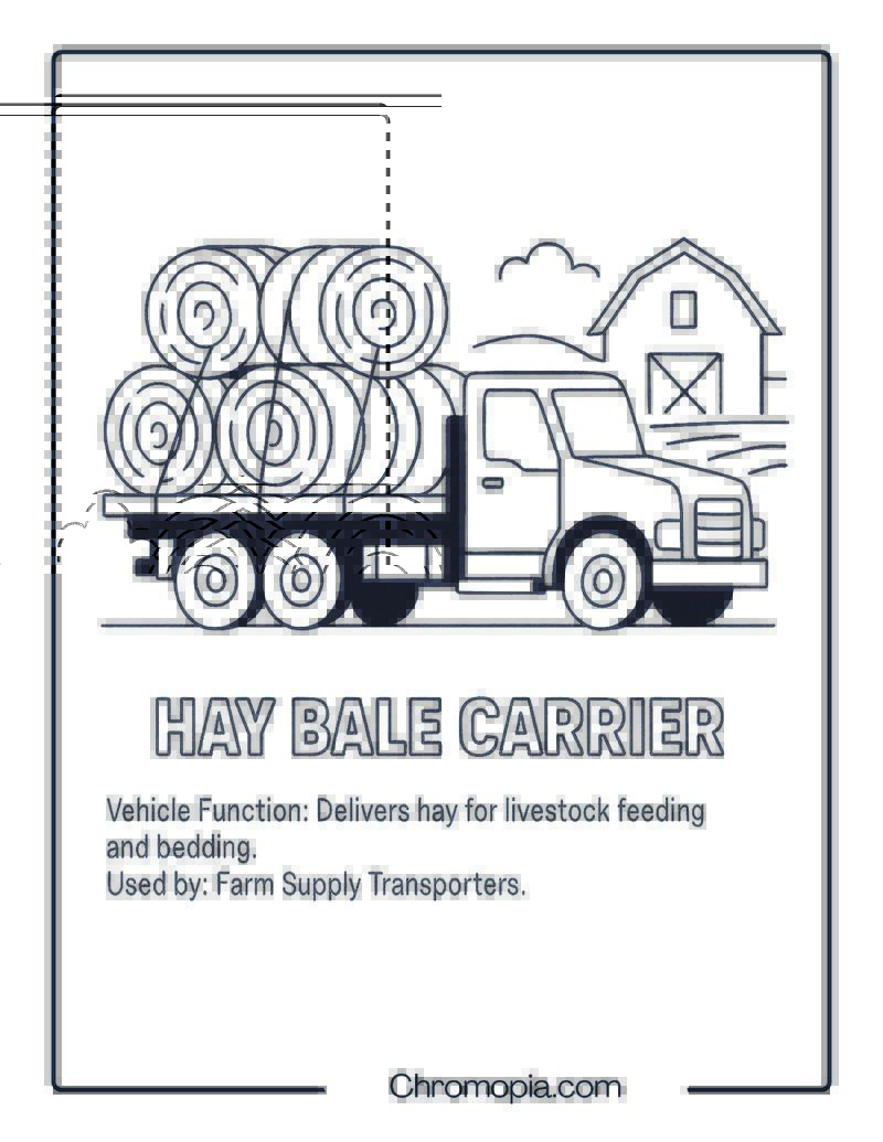 Hay Bale Carrier – Transportation Vehicle Coloring Page