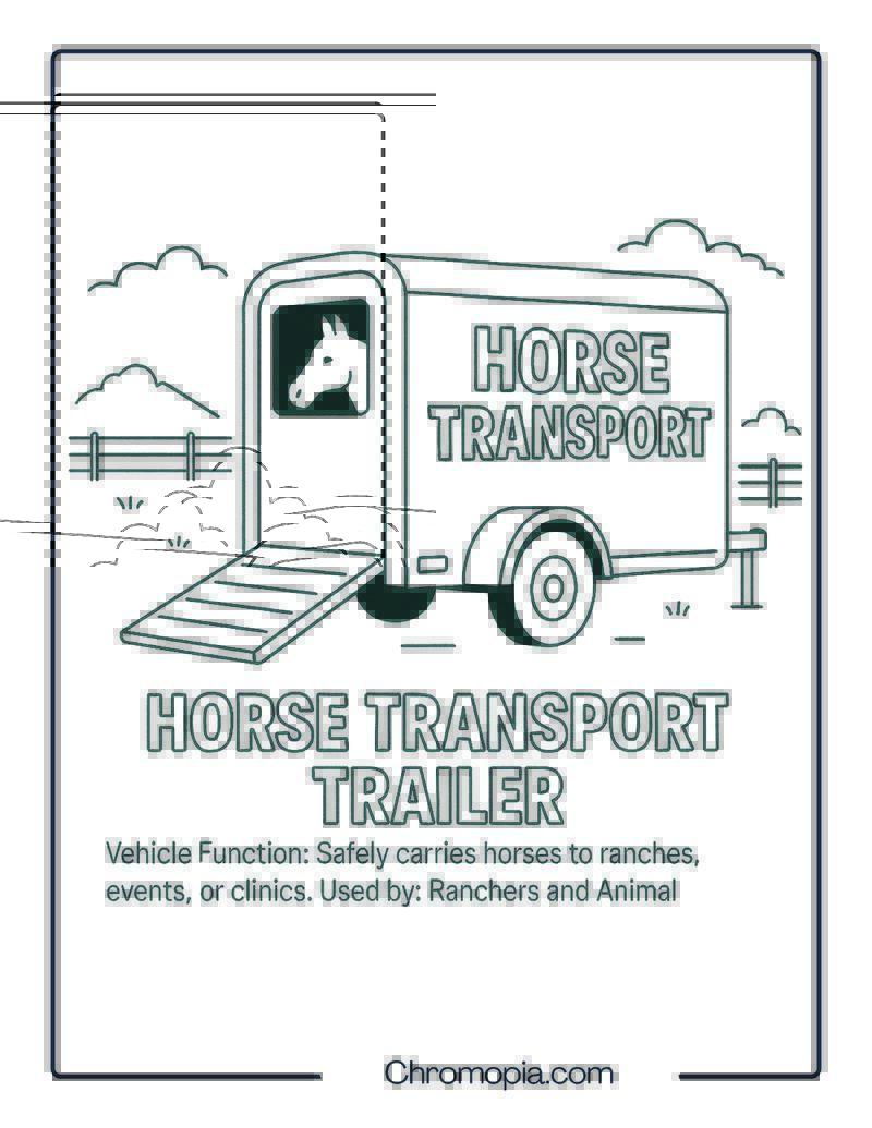 Horse Transport Trailer – Transportation Vehicle Coloring Page