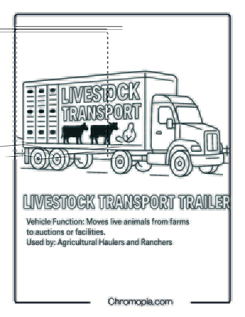 Livestock Transport Trailer – Transportation Vehicle Coloring Page