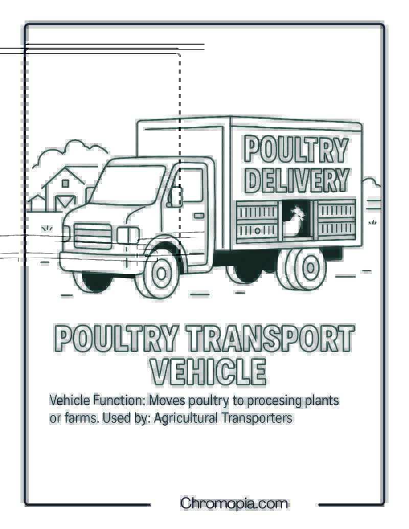 Poultry Transport Vehicle – Transportation Vehicle Coloring Page