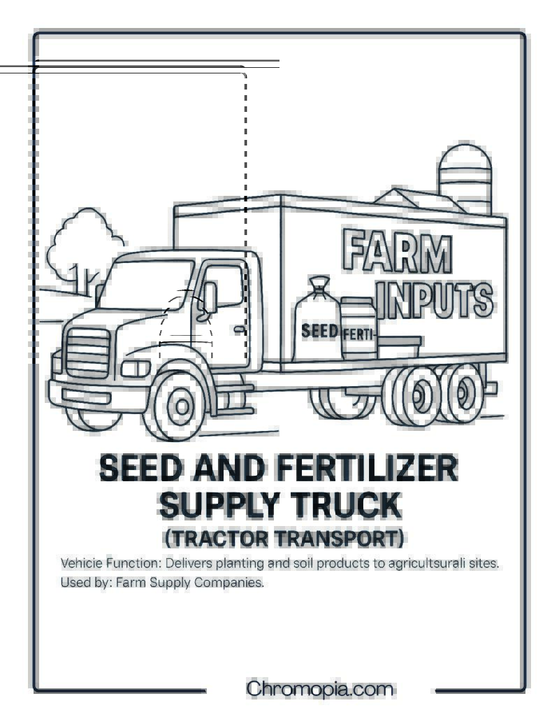 Seed and Fertilizer Supply Truck – Transportation Vehicle Coloring Page
