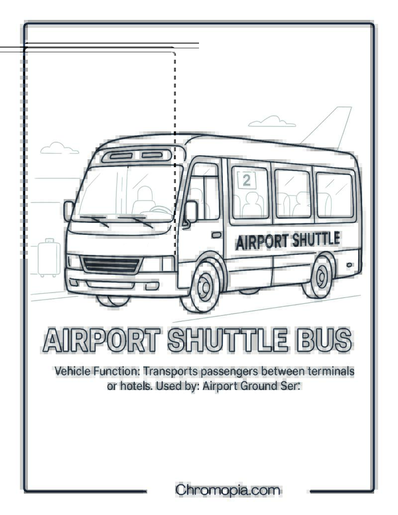 Airport Shuttle Bus – Transportation Vehicle Coloring Page