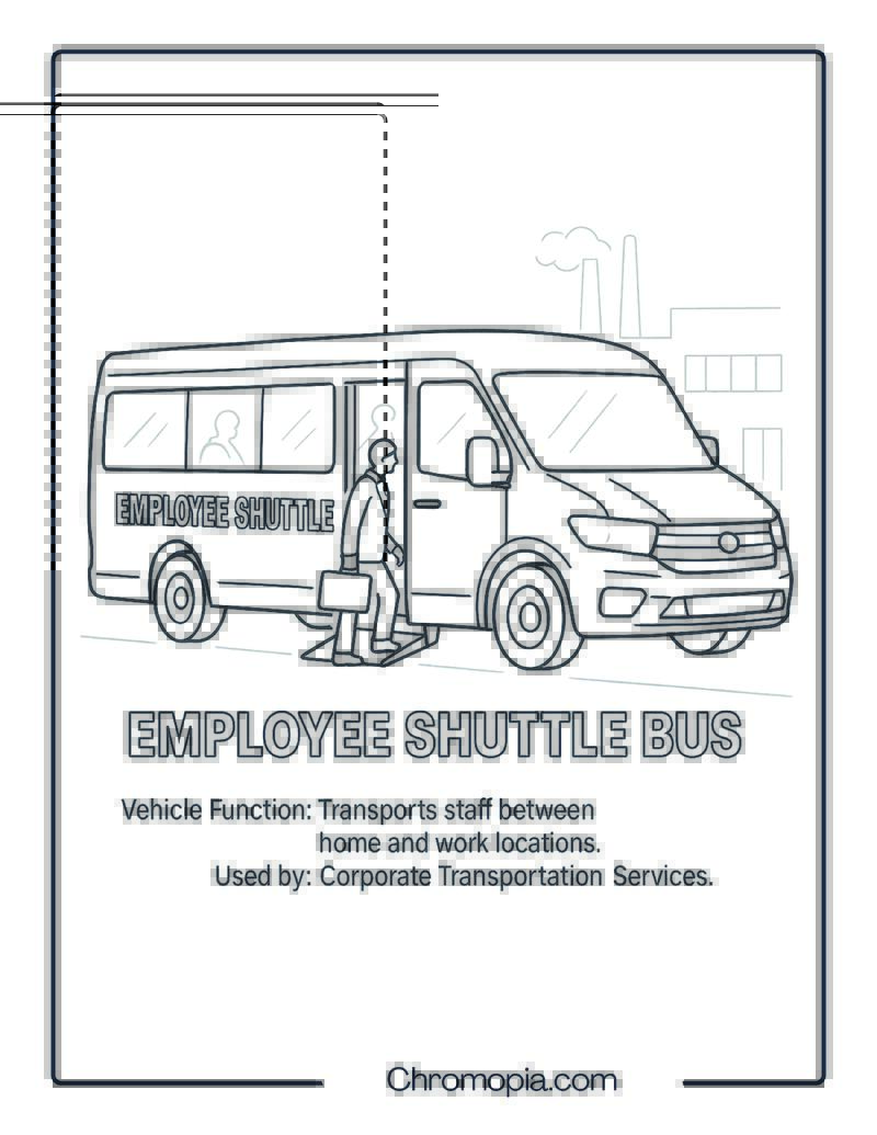 Employee Shuttle Bus – Transportation Vehicle Coloring Page