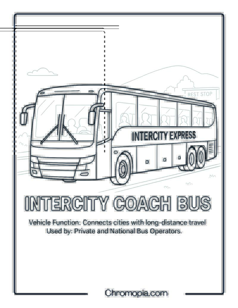 Intercity Coach Bus – Transportation Vehicle Coloring Page