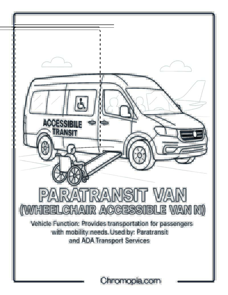 Paratransit Van (Wheelchair Accessible Van) – Transportation Vehicle Coloring Page