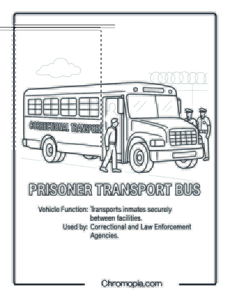 Prisoner Transport Bus – Transportation Vehicle Coloring Page