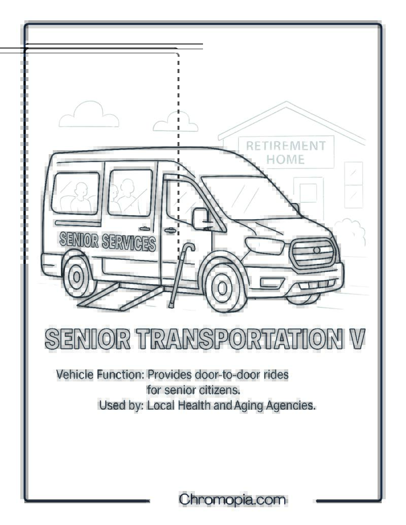 Senior Transportation Van – Transportation Vehicle Coloring Page