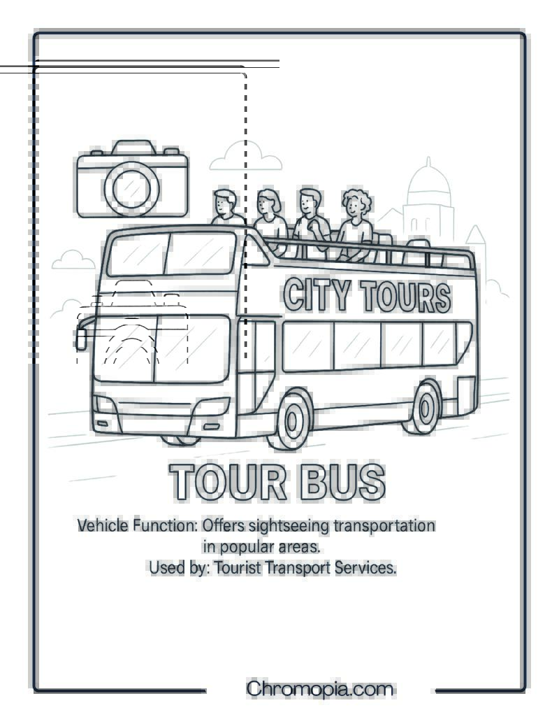 Tour Bus – Transportation Vehicle Coloring Page