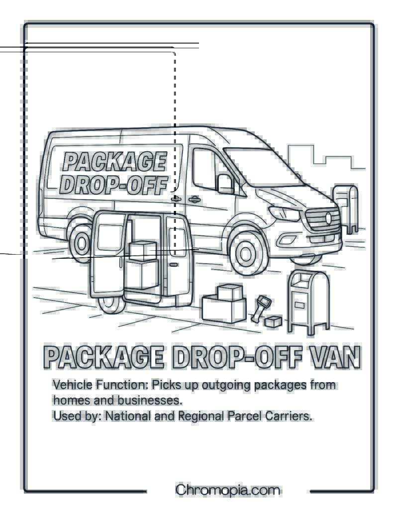 Package Drop-Off Van – Transportation Vehicle Coloring Page