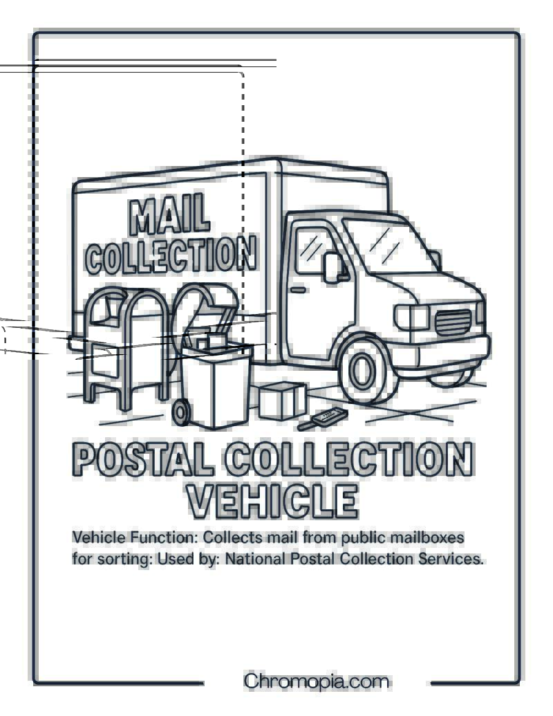 Postal Collection Vehicle – Transportation Vehicle Coloring Page